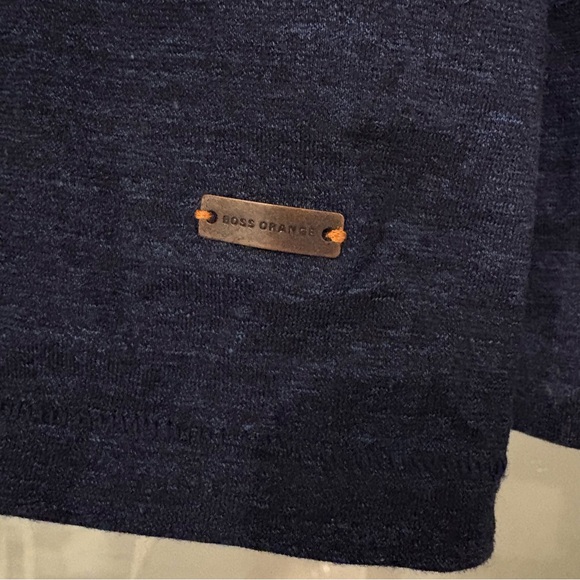 Hugo Boss Orange Label Navy Cotton Polo Shirt Roll Tab Sleeves, Sz L - Picture 8 of 10